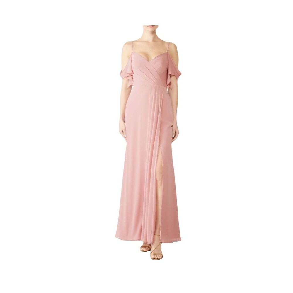 Watters & Watters sz 2 women’s blush pink drop shoulder thin strap maxi dress